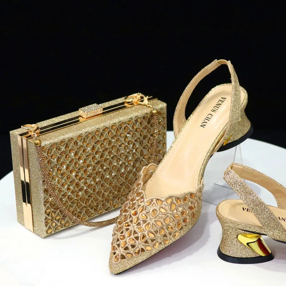 New Low Heel Pointed-Toe Shoes and Bags Set - Luzilly Bridal & Apparel