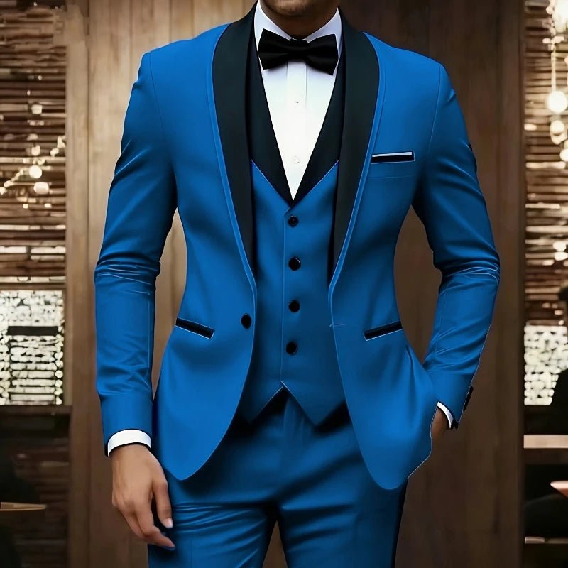 New Men's 3 Piece Suit Business Formal Set, Groom & Groomsman Wedding Suit, Elegant Prom & Party Outfit - Luzilly Bridal & Apparel