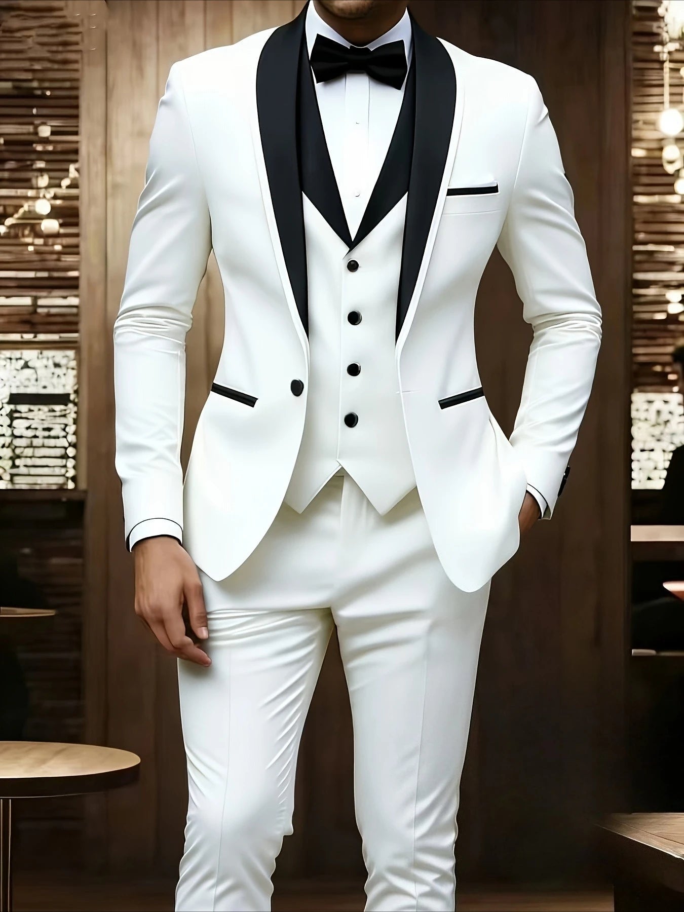 New Men's 3 Piece Suit Business Formal Set, Groom & Groomsman Wedding Suit, Elegant Prom & Party Outfit - Luzilly Bridal & Apparel
