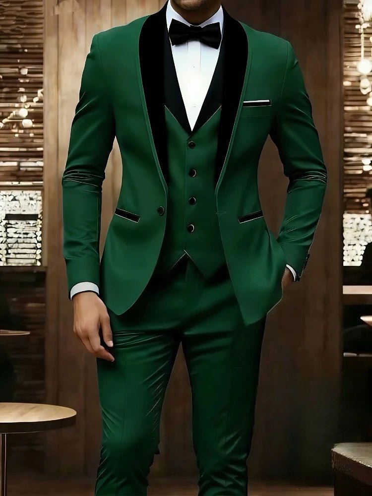 New Men's 3 Piece Suit Business Formal Set, Groom & Groomsman Wedding Suit, Elegant Prom & Party Outfit - Luzilly Bridal & Apparel