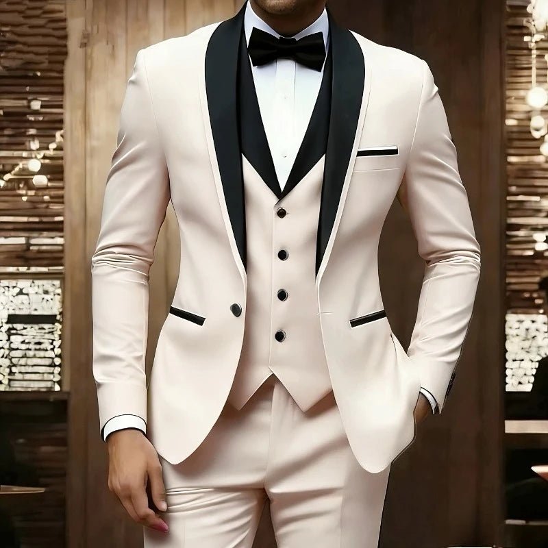 New Men's 3 Piece Suit Business Formal Set, Groom & Groomsman Wedding Suit, Elegant Prom & Party Outfit - Luzilly Bridal & Apparel