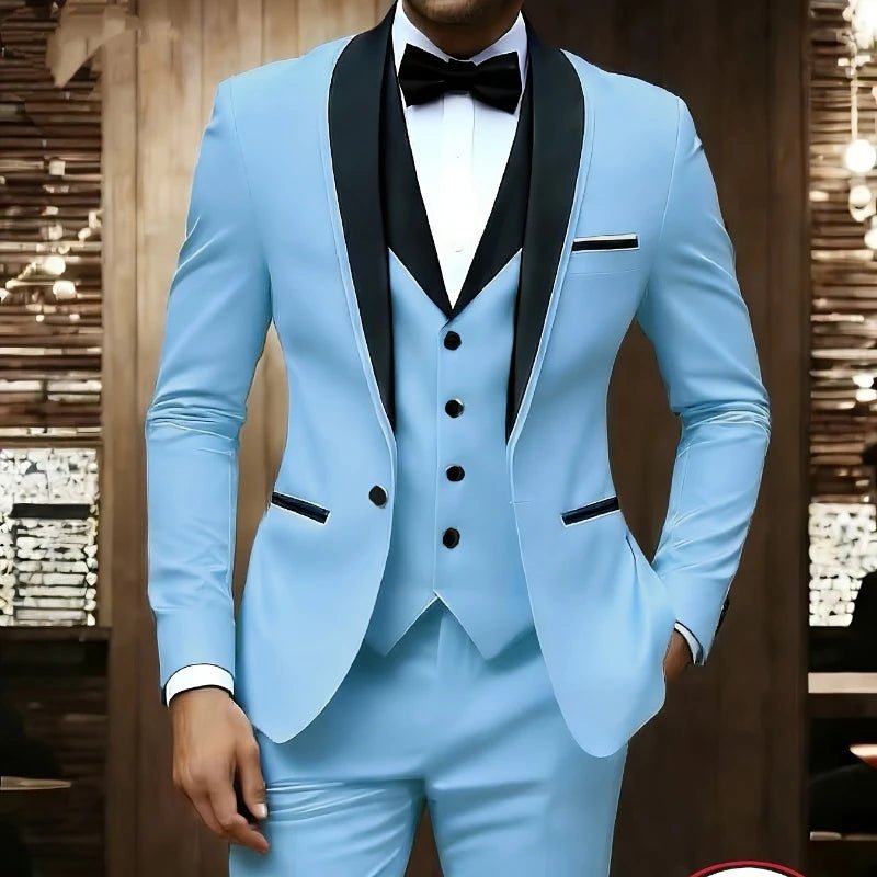 New Men's 3 Piece Suit Business Formal Set, Groom & Groomsman Wedding Suit, Elegant Prom & Party Outfit - Luzilly Bridal & Apparel