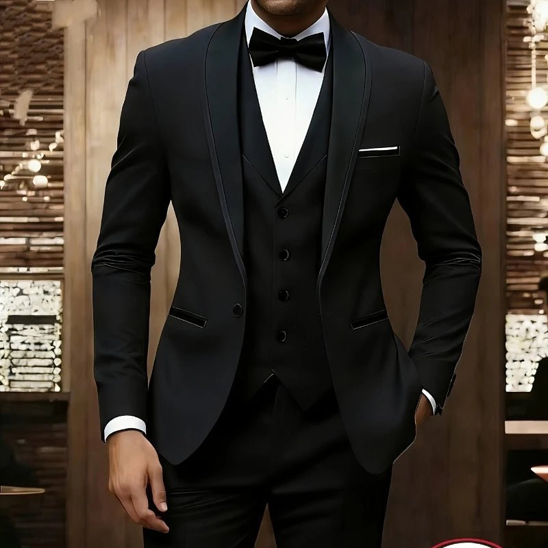New Men's 3 Piece Suit Business Formal Set, Groom & Groomsman Wedding Suit, Elegant Prom & Party Outfit - Luzilly Bridal & Apparel