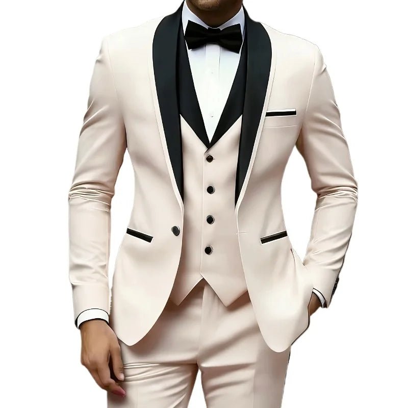 New Men's 3 Piece Suit Business Formal Set, Groom & Groomsman Wedding Suit, Elegant Prom & Party Outfit - Luzilly Bridal & Apparel