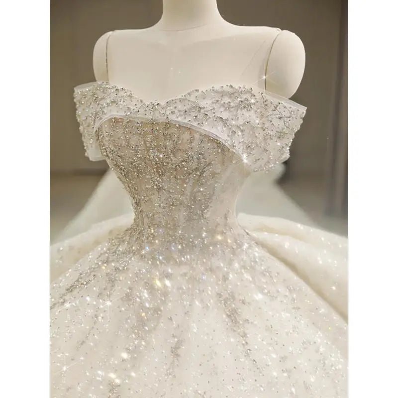 New Off Shoulder Wedding Dress Luxury Bridal Gown EDW324 - Luzilly Bridal & Apparel