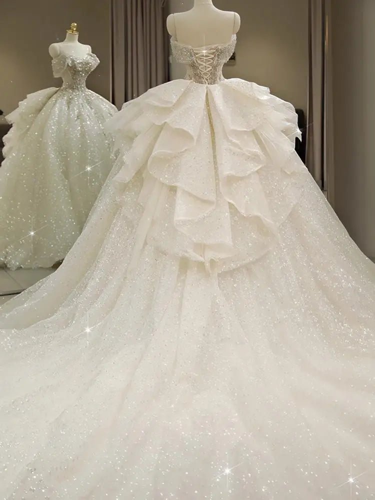 New Off Shoulder Wedding Dress Luxury Bridal Gown EDW324 - Luzilly Bridal & Apparel
