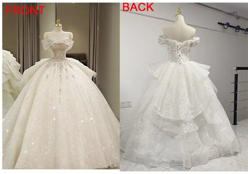 New Off Shoulder Wedding Dress Luxury Bridal Gown EDW324 - Luzilly Bridal & Apparel