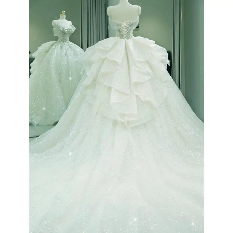 New Off Shoulder Wedding Dress Luxury Bridal Gown EDW324 - Luzilly Bridal & Apparel