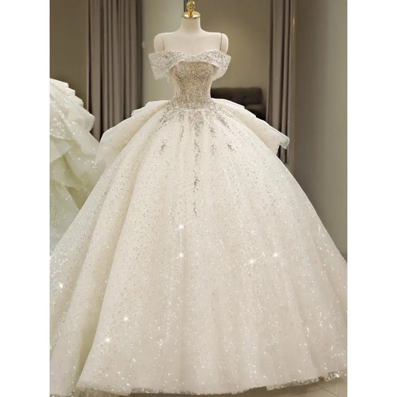 New Off Shoulder Wedding Dress Luxury Bridal Gown EDW324 - Luzilly Bridal & Apparel