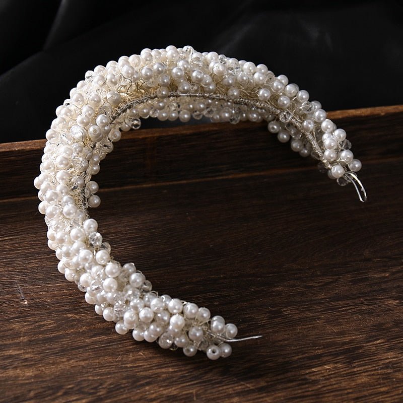 New Pearl Hairband Headwear Hand Woven Twist Bead Bridal Headband Catwalk Runway Dress Accessories - Luzilly Bridal & Apparel