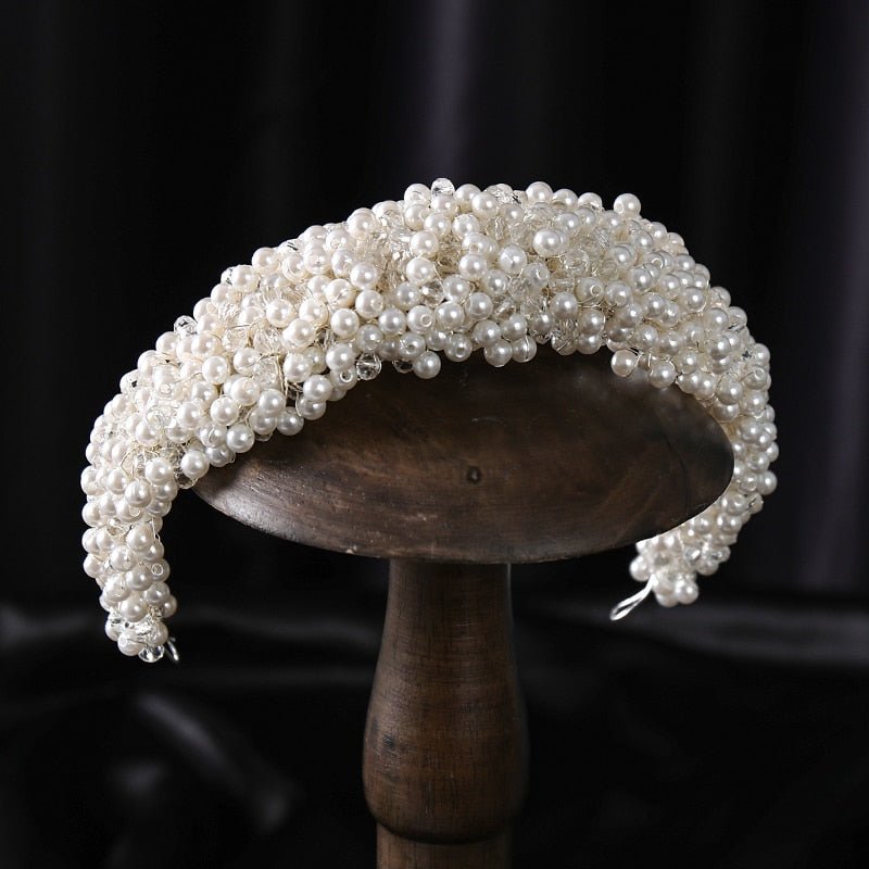 New Pearl Hairband Headwear Hand Woven Twist Bead Bridal Headband Catwalk Runway Dress Accessories - Luzilly Bridal & Apparel