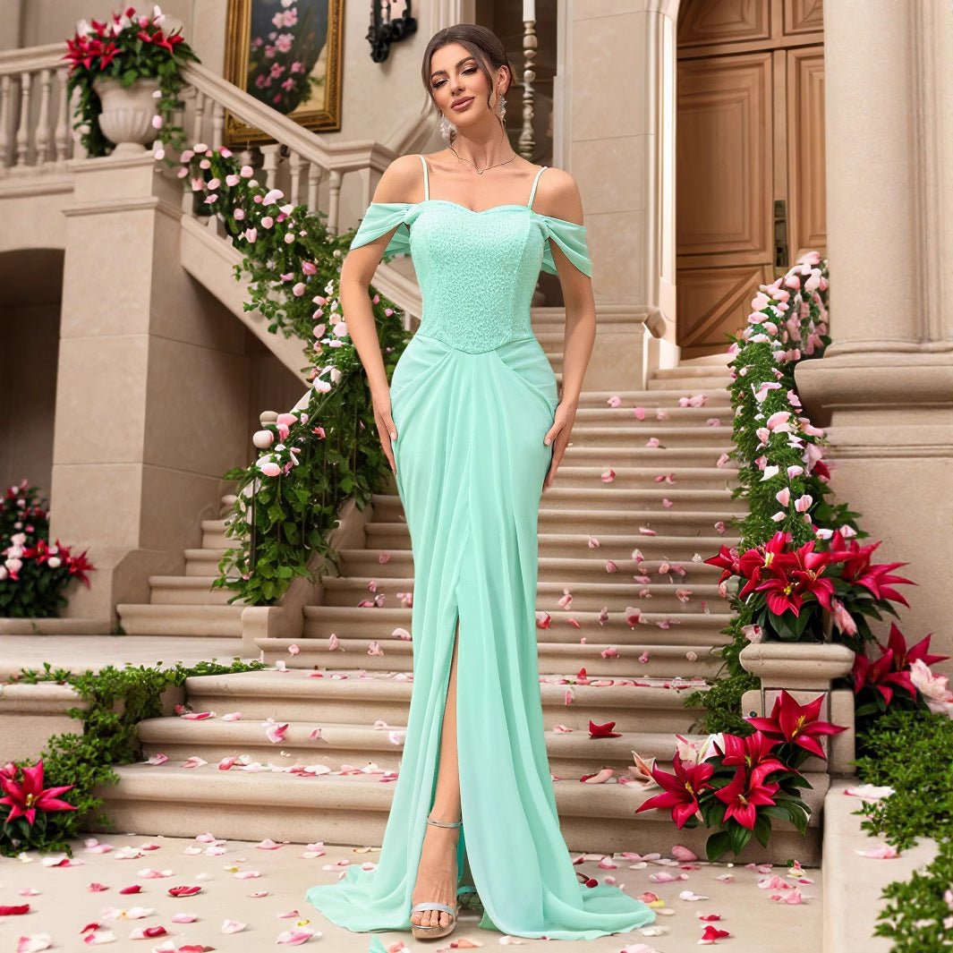 New sequin dress slim fit long trailing wedding banquet dress - Luzilly Bridal & Apparel