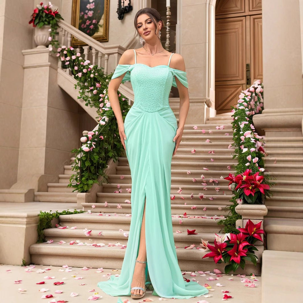 New sequin dress slim fit long trailing wedding banquet dress - Luzilly Bridal & Apparel