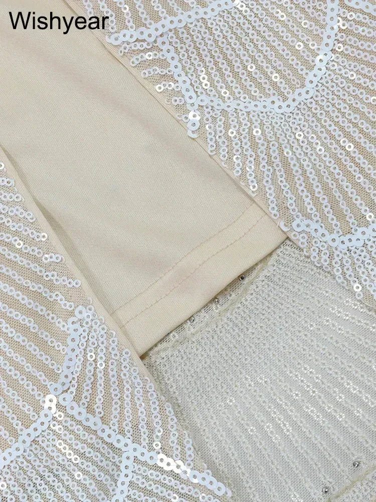 New Sequin Hollow Out Spaghetti Strap Backless Mermaid Long Dresses Women Elegant Celebrity Party Evening Wedding Bodycon Gowns - Luzilly Bridal & Apparel
