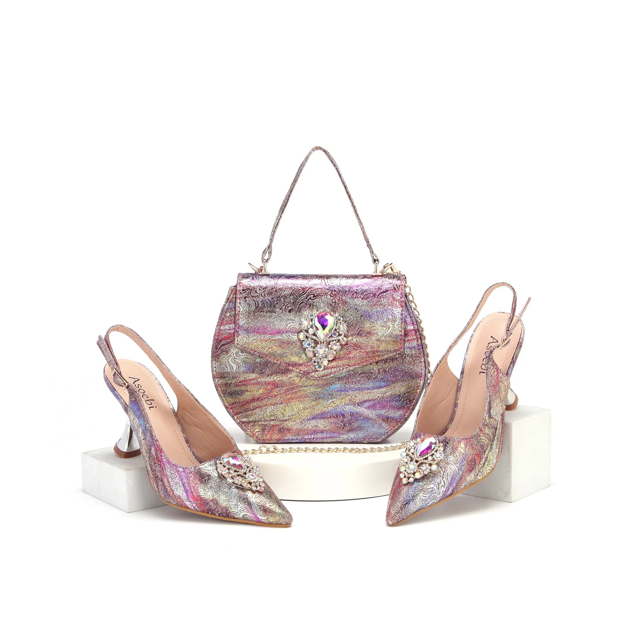 New Shoes And Bag Matching Set HWS1-4 - Luzilly Bridal & Apparel