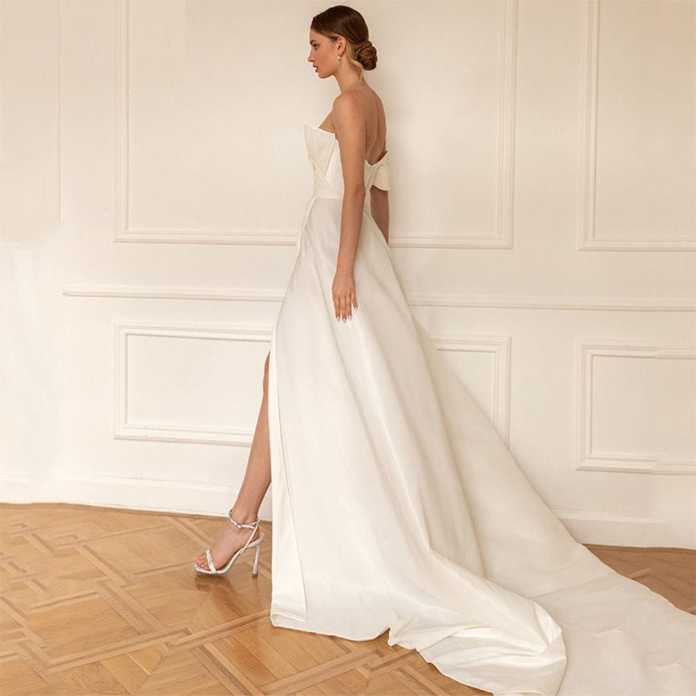 New Short Front And Long Back Bodice Light Wedding Dress - Luzilly Bridal & Apparel
