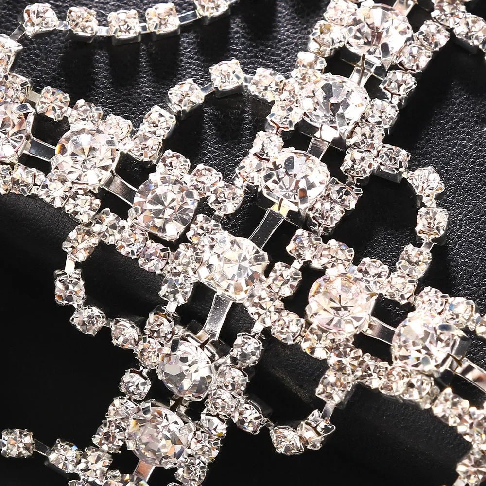New Tassel Hair Chain Bridal Headpiece for Women Rave Accessories Stage Rhinestone Geometric Head Chain Hat Jewelry Gifts - Luzilly Bridal & Apparel