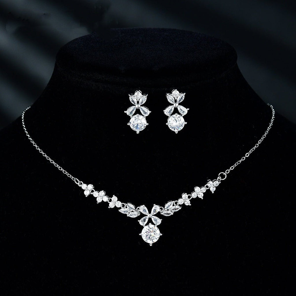 New Women's Ornament Bridal Necklace Earrings Jewelry Suit - Luzilly Bridal & Apparel