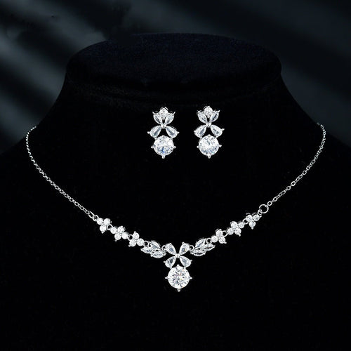 New Women's Ornament Bridal Necklace Earrings Jewelry Suit - Luzilly Bridal & Apparel