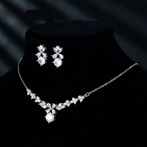 New Women's Ornament Bridal Necklace Earrings Jewelry Suit - Luzilly Bridal & Apparel