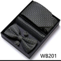 Nice Handmade Bow Tie Handkerchief Pocket Squares Cufflink Set Necktie Box Paisley Sliver Fit Workplace - Luzilly Bridal & Apparel