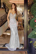 Nox Anabel C1833 Strapless Beaded Gown With Peaked Neckline Prom Gown - Luzilly Bridal & Apparel