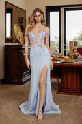 Nox Anabel C1845 Fitted Off Shoulder Embellished Shimmer Jersey Prom Gown - Luzilly Bridal & Apparel