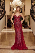 Nox Anabel C1849 Beaded Tulle Lace Up Closure Spaghetti Strap Prom Gown - Luzilly Bridal & Apparel
