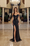 Nox Anabel C1850 Off Shoulder Fully Beaded Fitted Prom Gown - Luzilly Bridal & Apparel