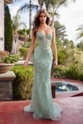 Nox Anabel C1877 Fully Beaded Fitted Tulle Dress V-Neckline Prom Gown - Luzilly Bridal & Apparel