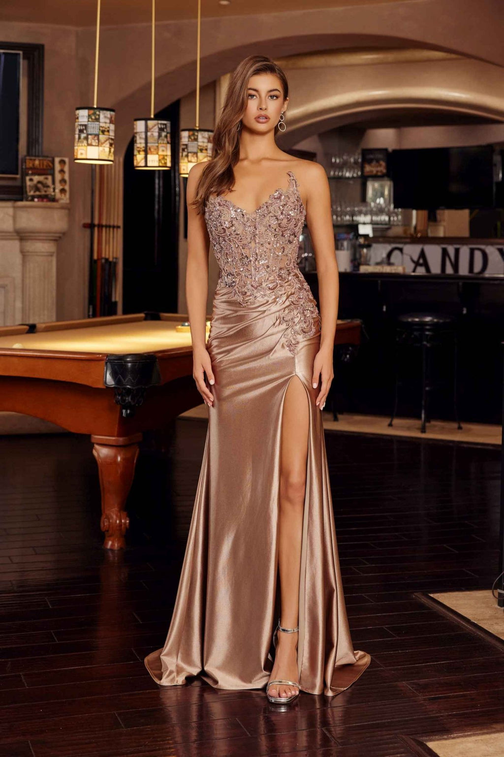 Nox Anabel E1889 Strapless Sweetheart Applique Prom Gown - Luzilly Bridal & Apparel