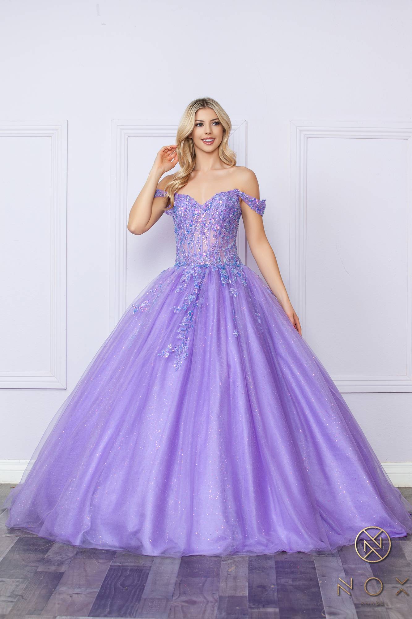 Nox Anabel H1349 Poofy Long Quinceanera Off the Shoulder Ballgown - Luzilly Bridal & Apparel