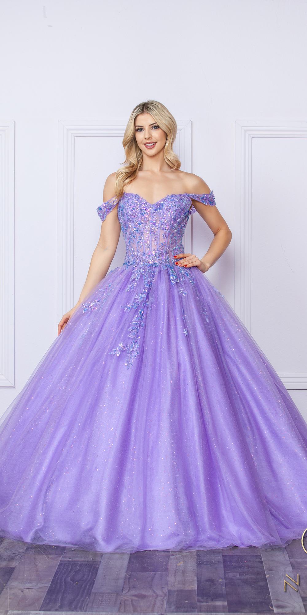 Nox Anabel H1349 Poofy Long Quinceanera Off the Shoulder Ballgown - Luzilly Bridal & Apparel