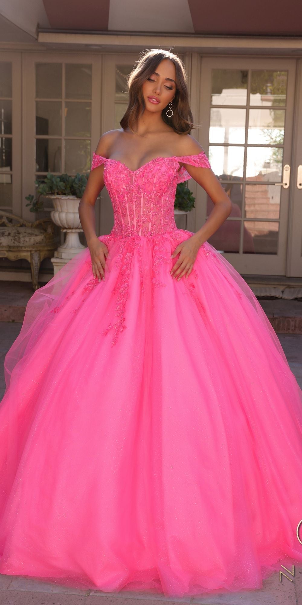 Nox Anabel H1349 Poofy Long Quinceanera Off the Shoulder Ballgown - Luzilly Bridal & Apparel
