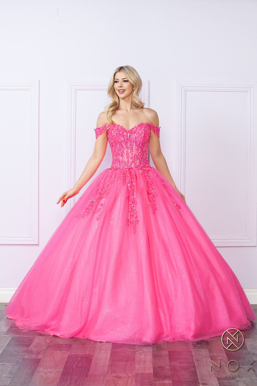 Nox Anabel H1349 Poofy Long Quinceanera Off the Shoulder Ballgown - Luzilly Bridal & Apparel