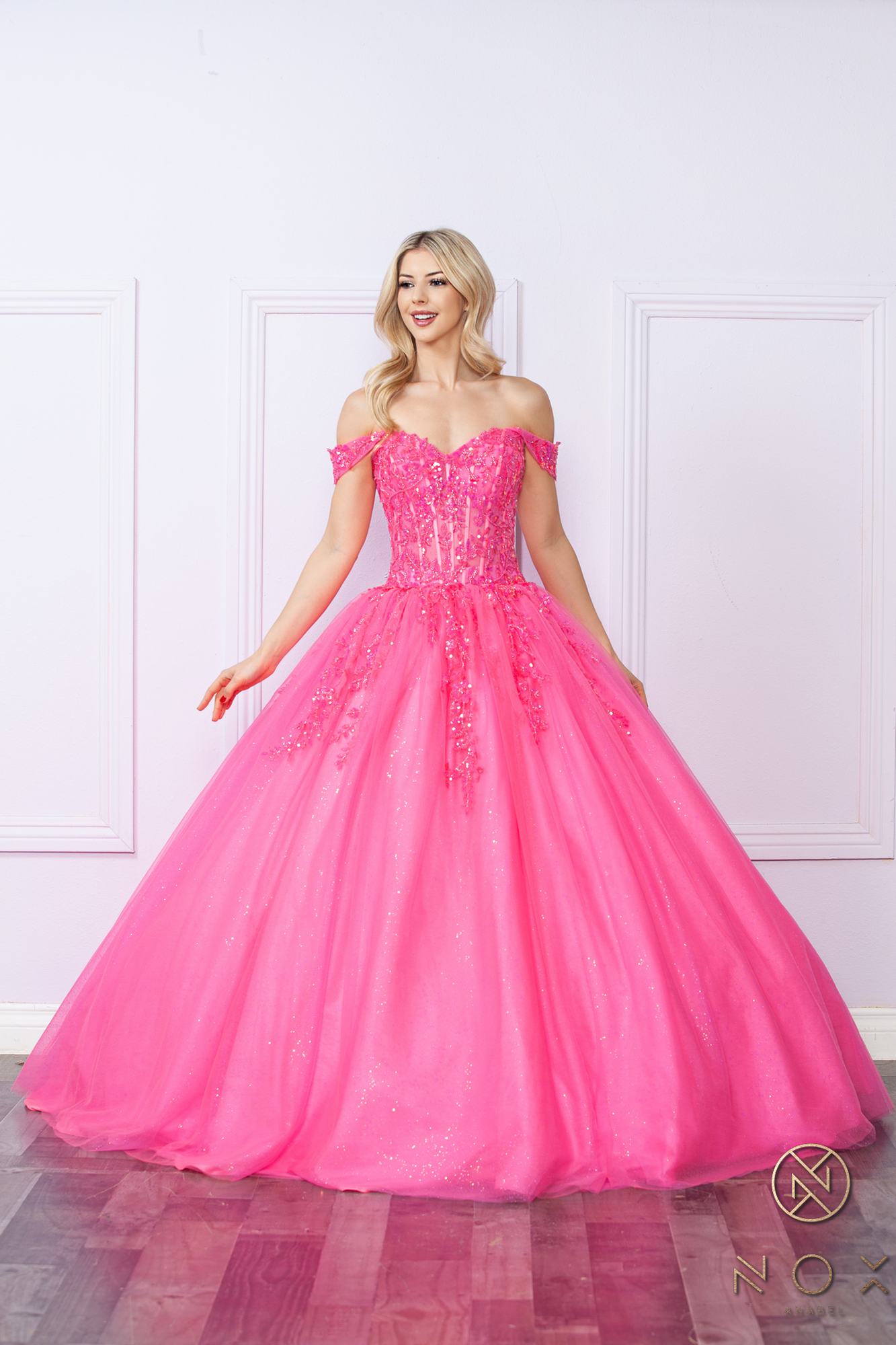 Nox Anabel H1349 Poofy Long Quinceanera Off the Shoulder Ballgown - Luzilly Bridal & Apparel