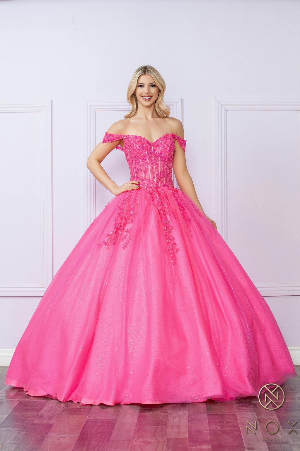 Nox Anabel H1349 Poofy Long Quinceanera Off the Shoulder Ballgown - Luzilly Bridal & Apparel