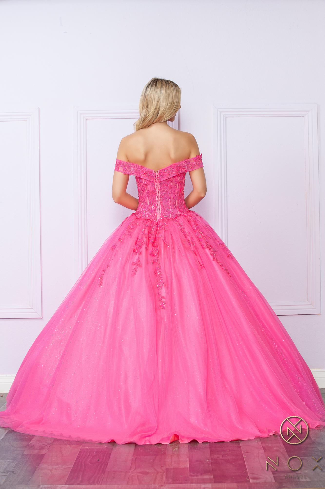 Nox Anabel H1349 Poofy Long Quinceanera Off the Shoulder Ballgown - Luzilly Bridal & Apparel