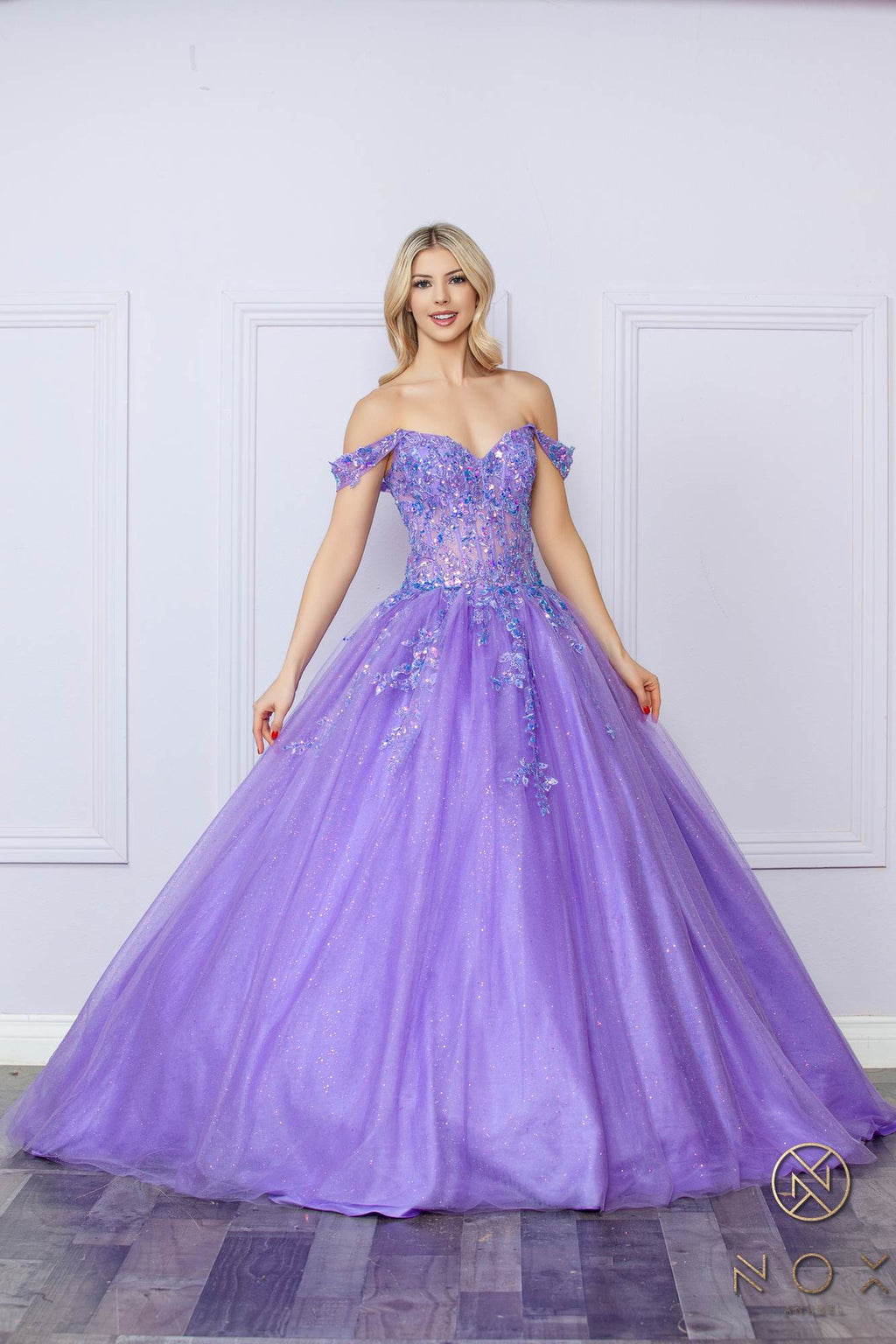 Nox Anabel H1349 Poofy Long Quinceanera Off the Shoulder Ballgown - Luzilly Bridal & Apparel