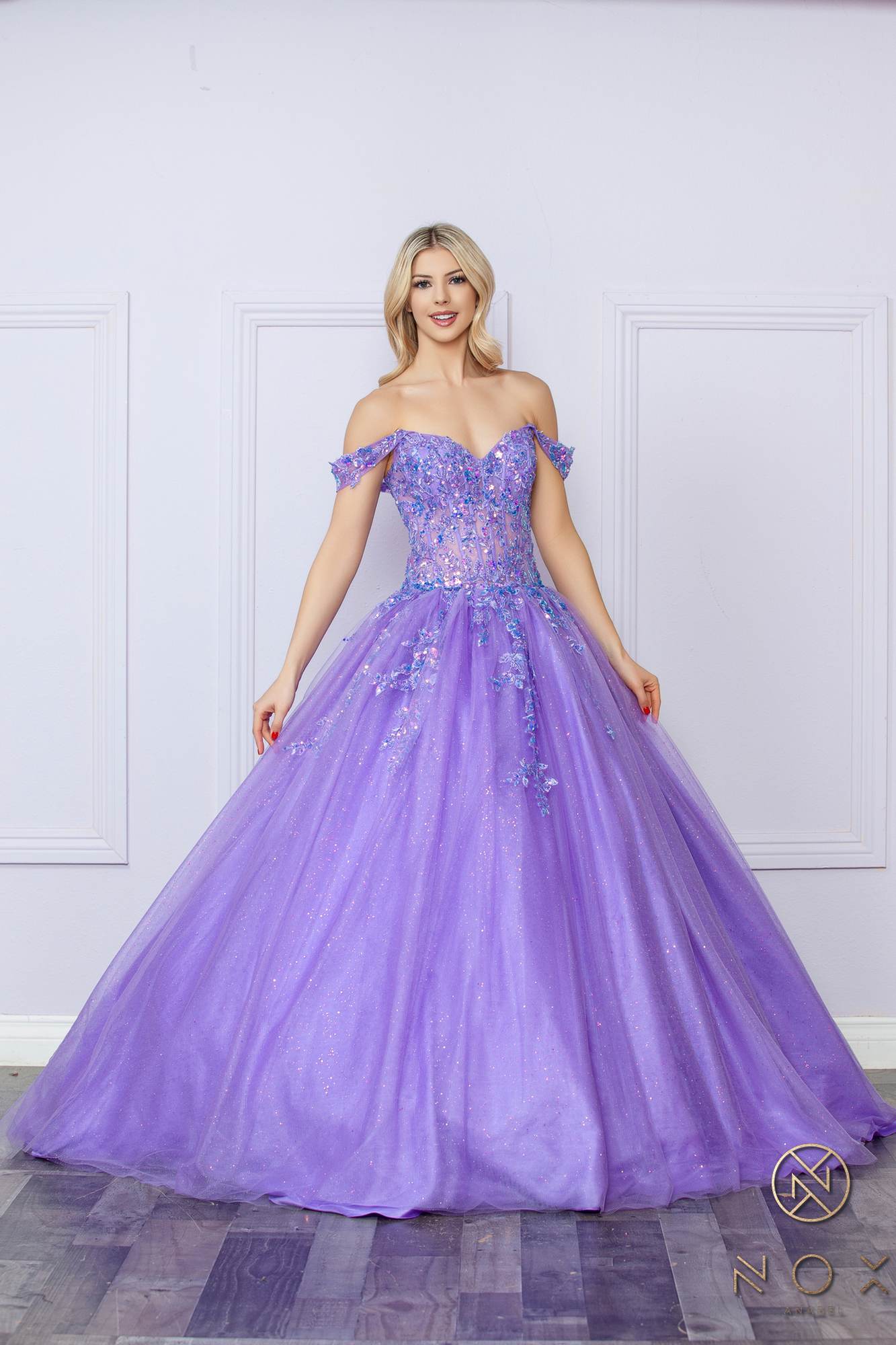 Nox Anabel H1349 Poofy Long Quinceanera Off the Shoulder Ballgown - Luzilly Bridal & Apparel