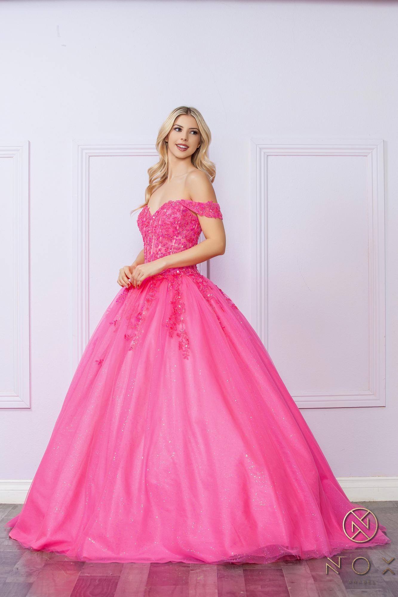 Nox Anabel H1349 Poofy Long Quinceanera Off the Shoulder Ballgown - Luzilly Bridal & Apparel
