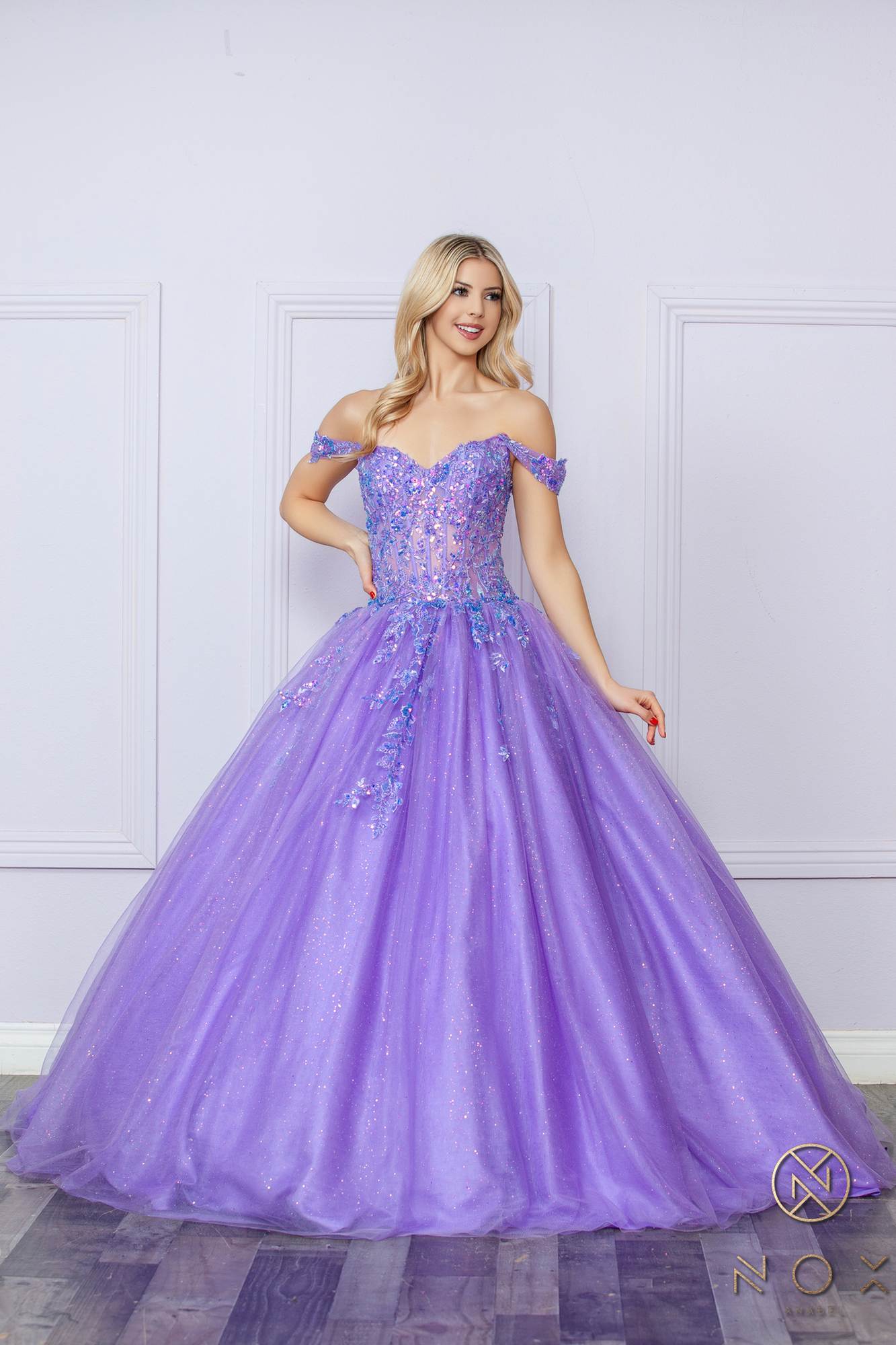 Nox Anabel H1349 Poofy Long Quinceanera Off the Shoulder Ballgown - Luzilly Bridal & Apparel