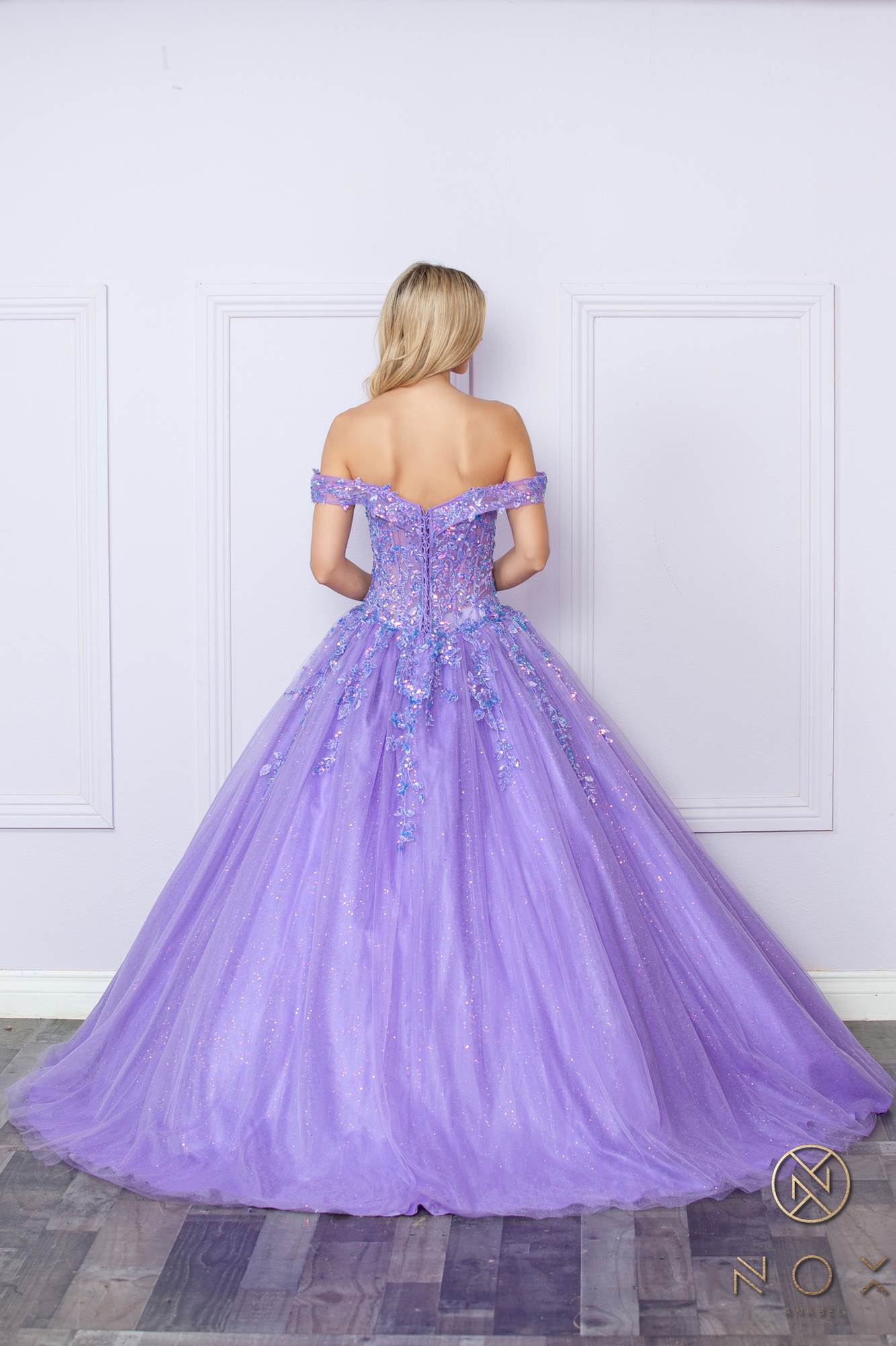 Nox Anabel H1349 Poofy Long Quinceanera Off the Shoulder Ballgown - Luzilly Bridal & Apparel