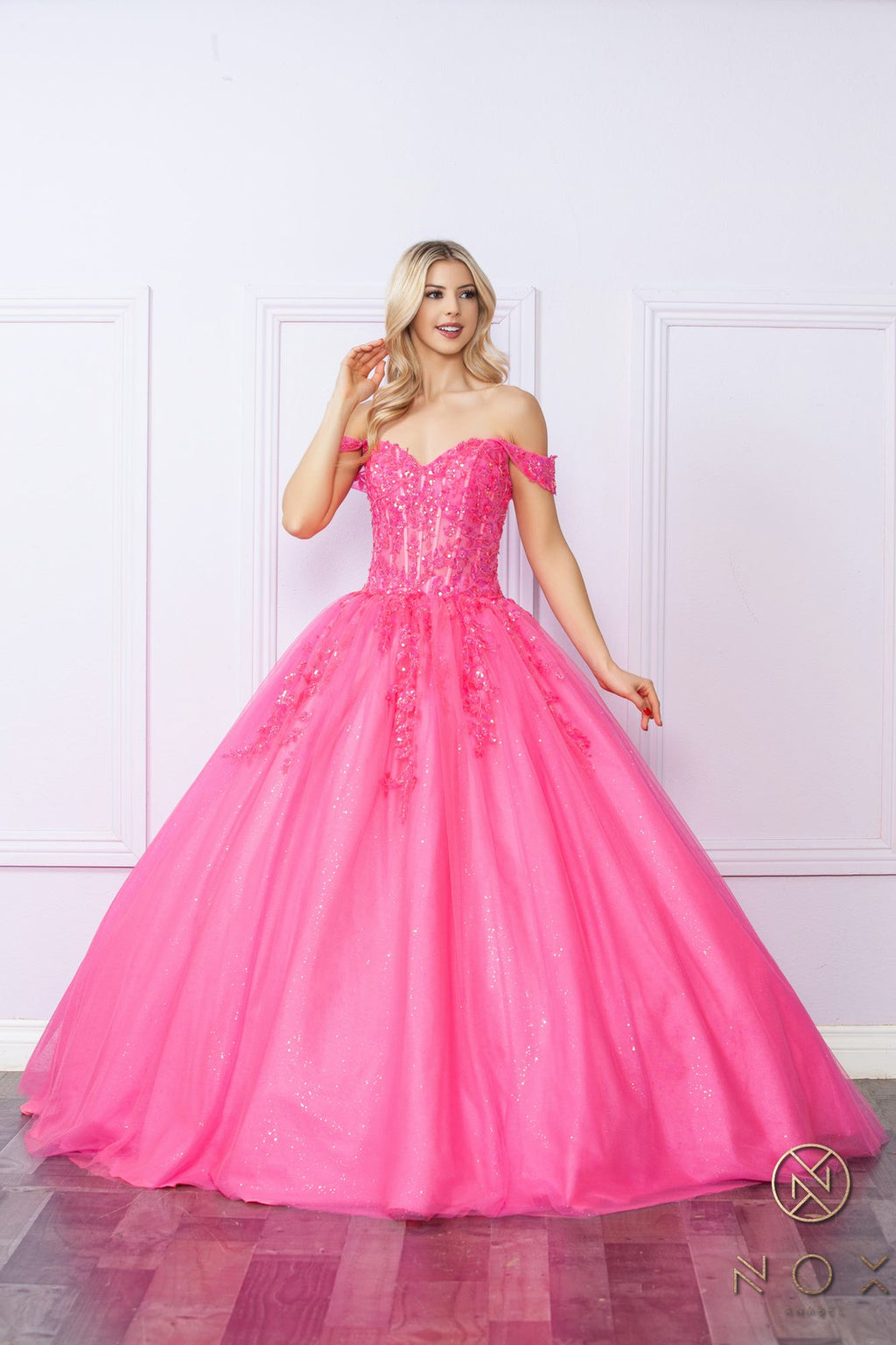 Nox Anabel H1349 Poofy Long Quinceanera Off the Shoulder Ballgown - Luzilly Bridal & Apparel