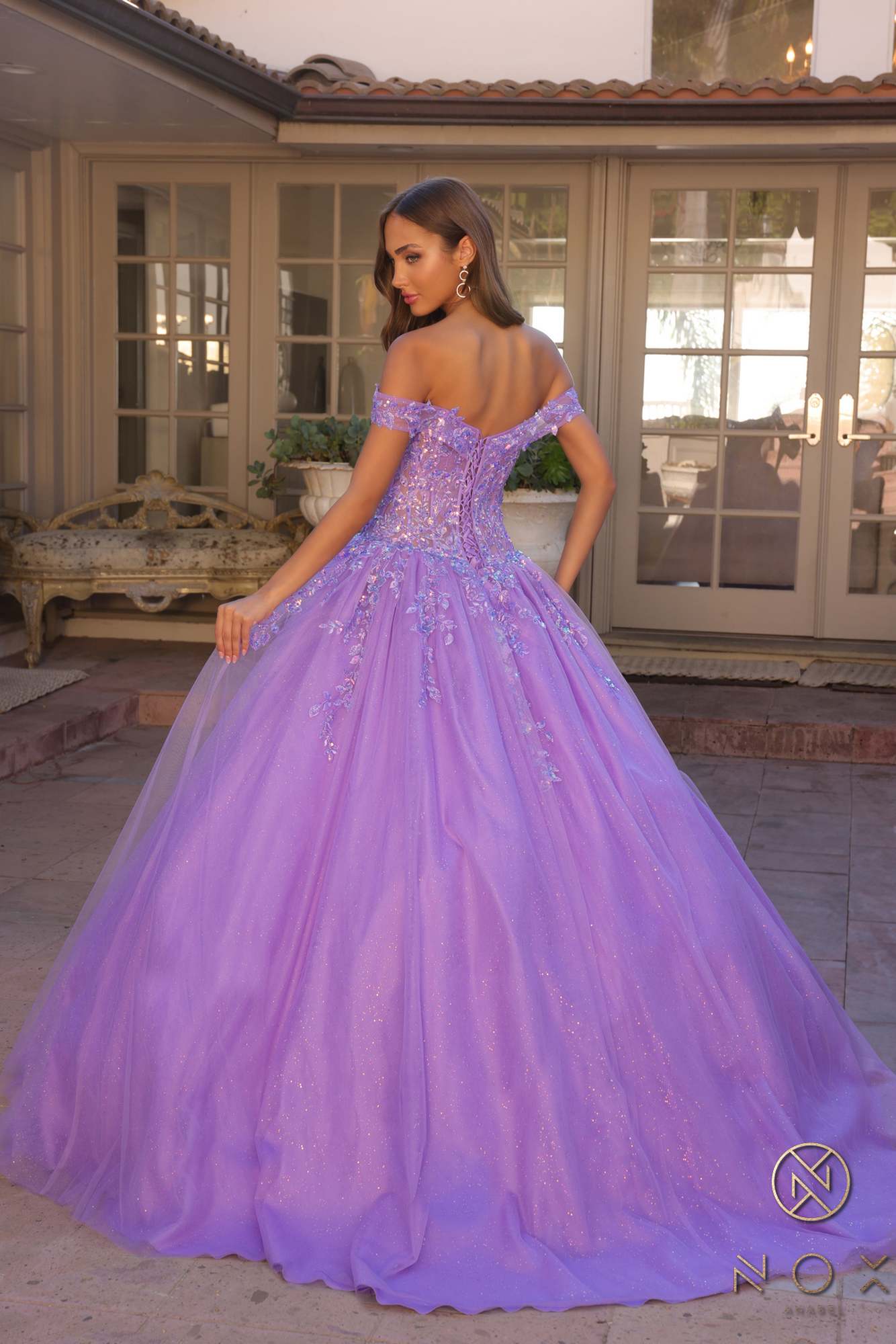Nox Anabel H1349 Poofy Long Quinceanera Off the Shoulder Ballgown - Luzilly Bridal & Apparel