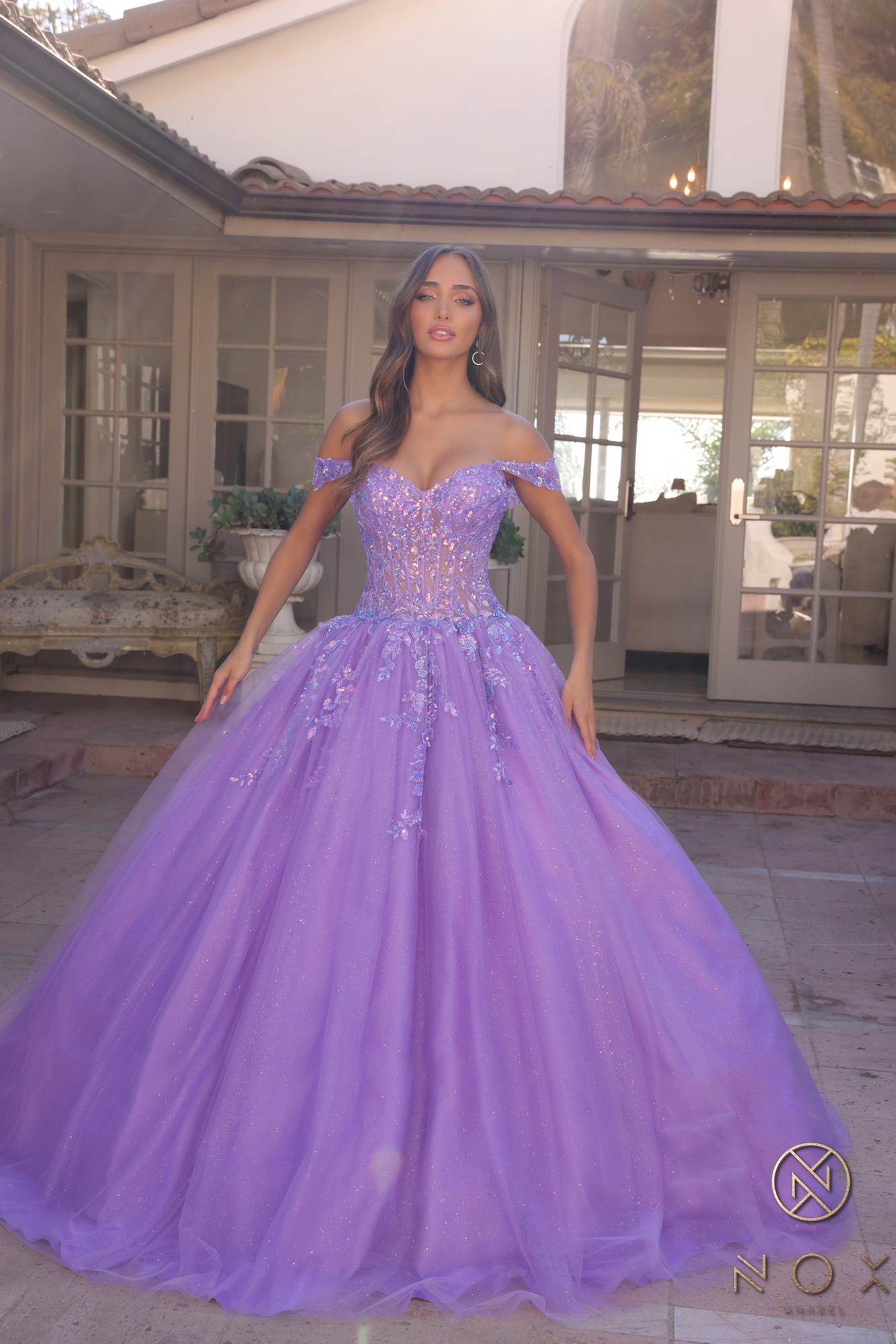 Nox Anabel H1349 Poofy Long Quinceanera Off the Shoulder Ballgown - Luzilly Bridal & Apparel