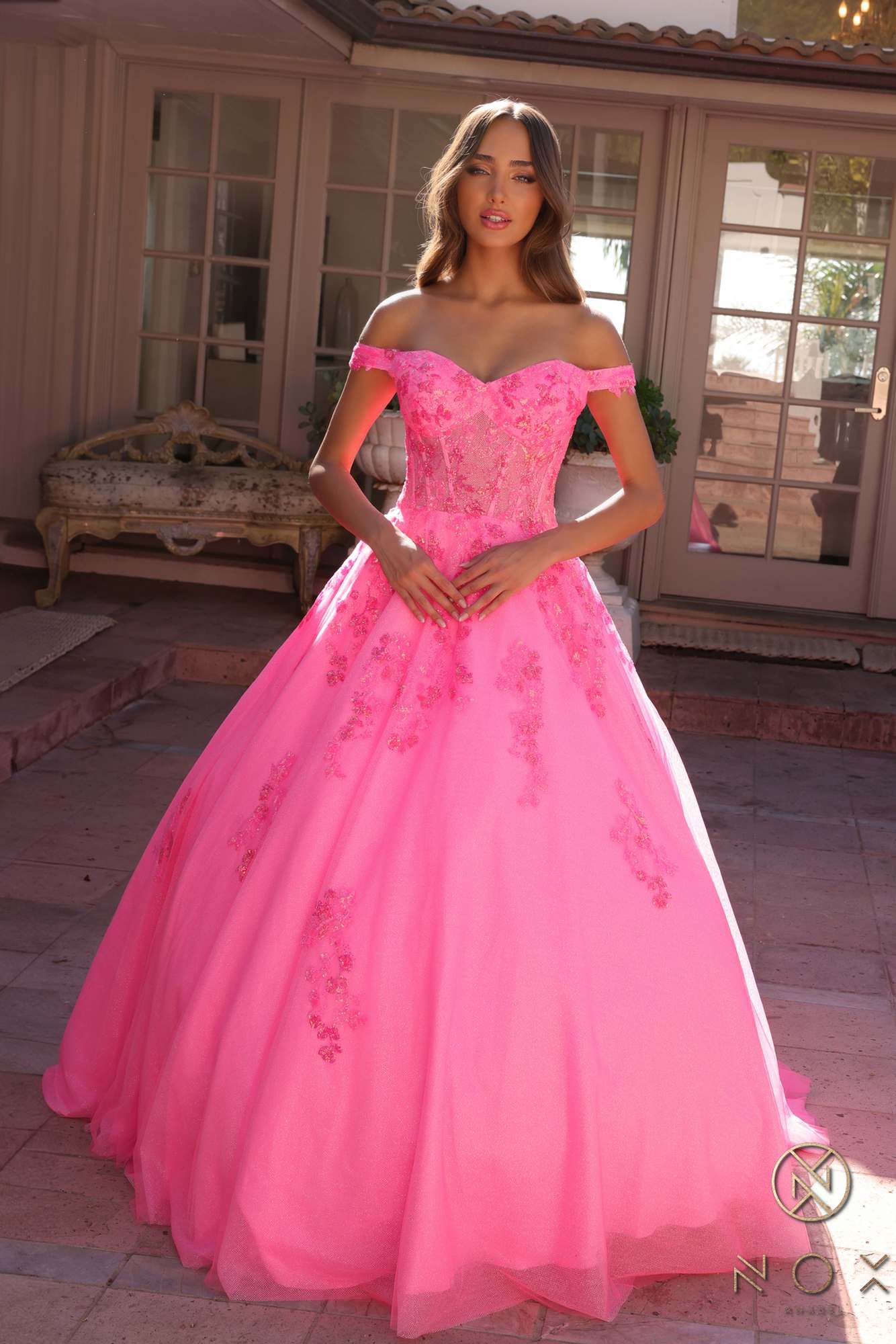Nox Anabel H1352 Poofy A-Line Ballgown Off the Shoulder Quinceanera Dress - Luzilly Bridal & Apparel