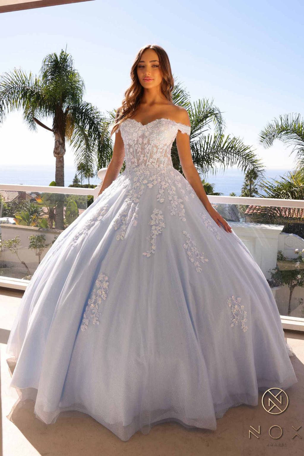 Nox Anabel H1352 Poofy A-Line Ballgown Off the Shoulder Quinceanera Dress - Luzilly Bridal & Apparel