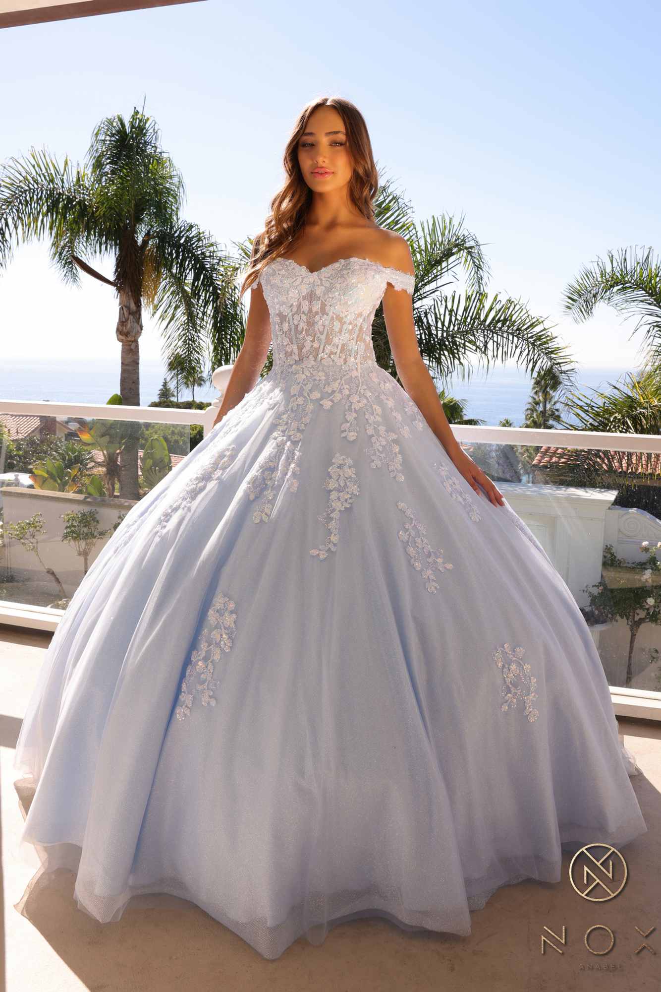 Nox Anabel H1352 Poofy A-Line Ballgown Off the Shoulder Quinceanera Dress - Luzilly Bridal & Apparel