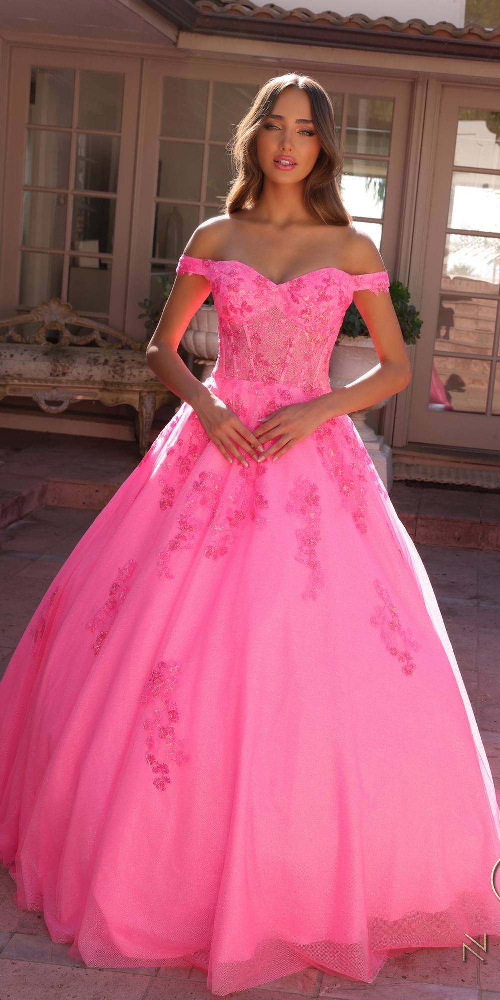 Nox Anabel H1352 Poofy A-Line Ballgown Off the Shoulder Quinceanera Dress - Luzilly Bridal & Apparel